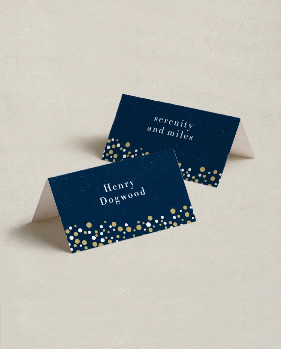This is a 3½" x 2" Folded Wedding Place Card called Modern Countdown printed in full color on Premium Smooth paper
