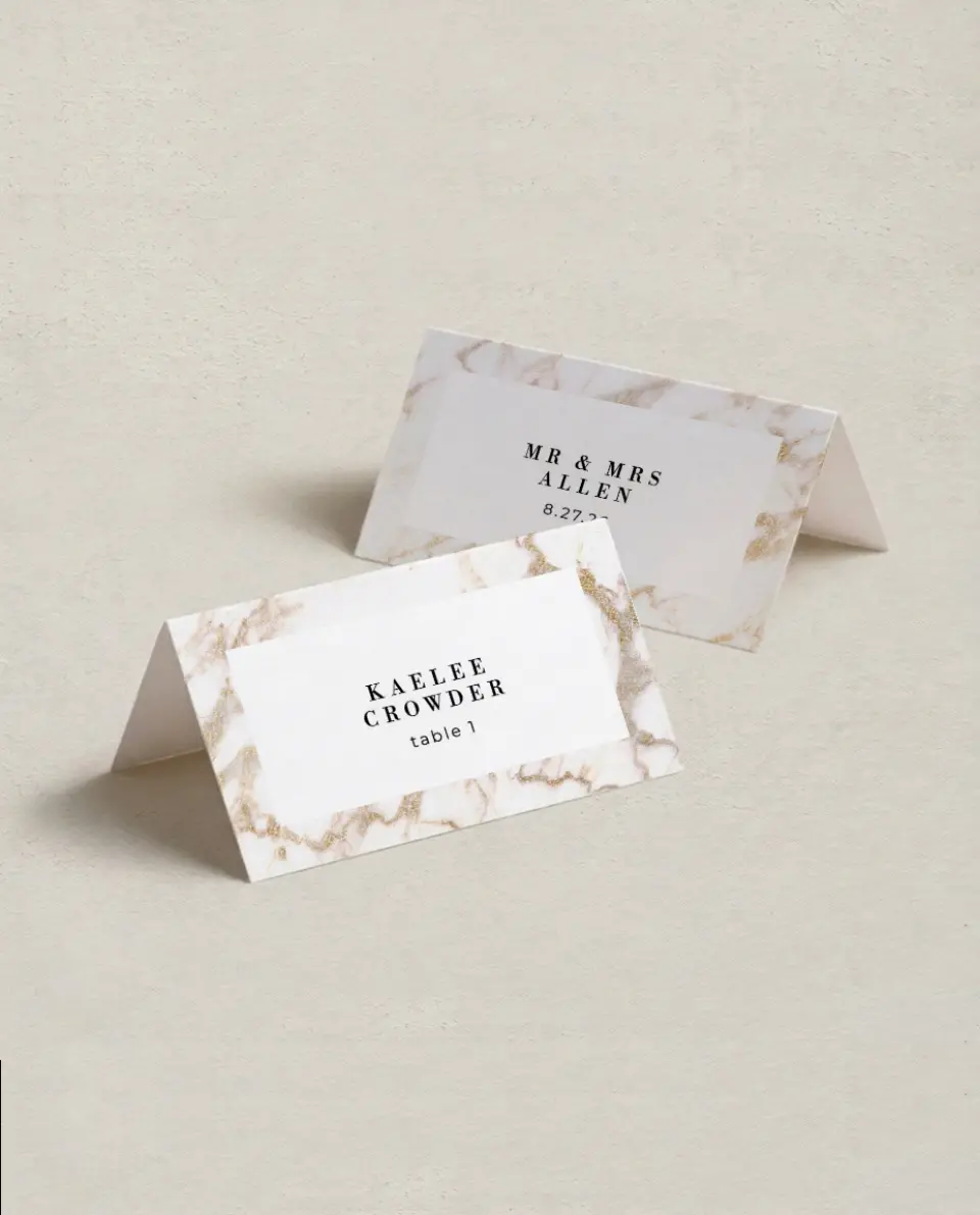 This is a 3½" x 2" Folded Wedding Place Card called Classic Count printed in full color on Premium Smooth paper
