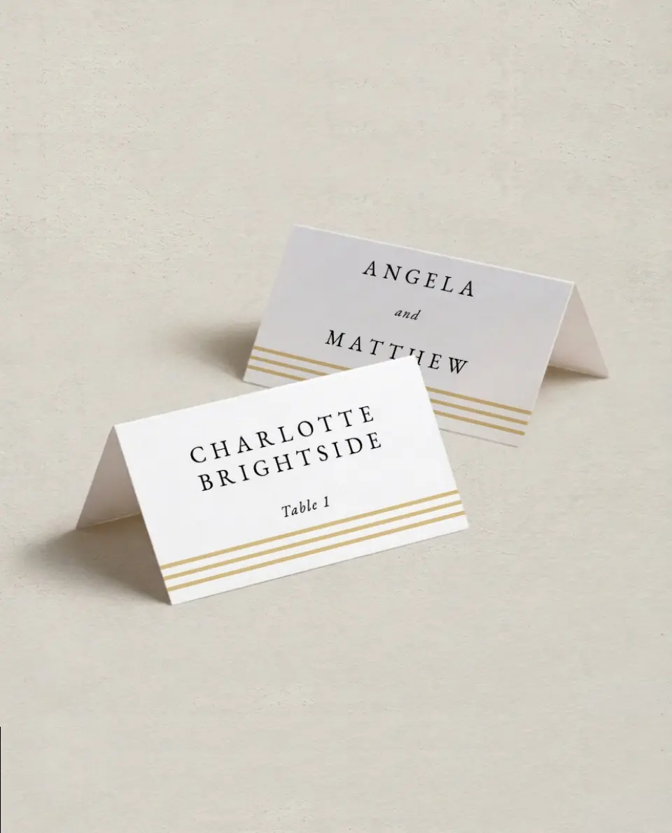 This is a 3½" x 2" Folded Wedding Place Card called Charming Arch printed in full color on Premium Smooth paper