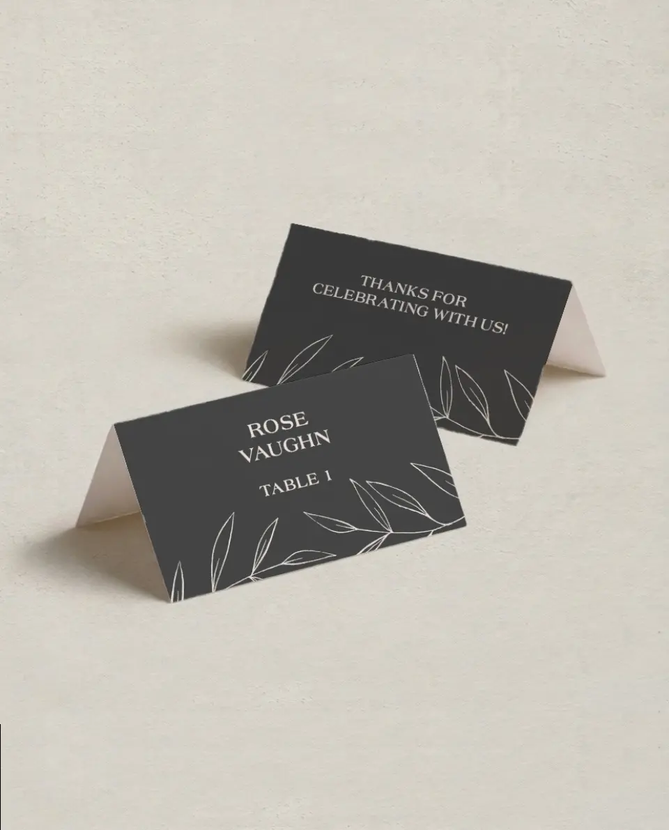 This is a 3½" x 2" Folded Wedding Place Card called Dazzling Moment printed in full color on Premium Smooth paper