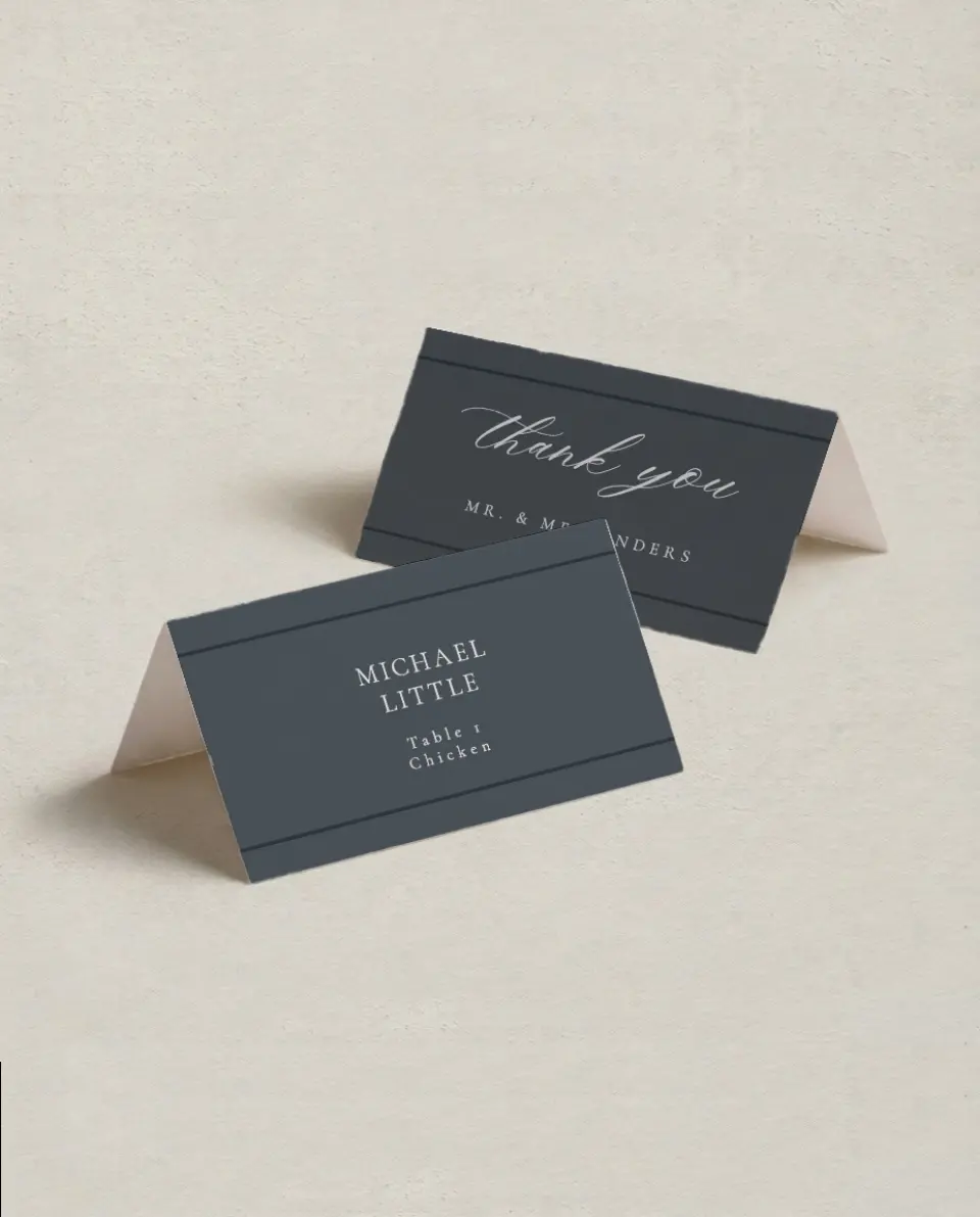 This is a 3½" x 2" Folded Wedding Place Card called Subtle Wreath printed in full color on Premium Smooth paper