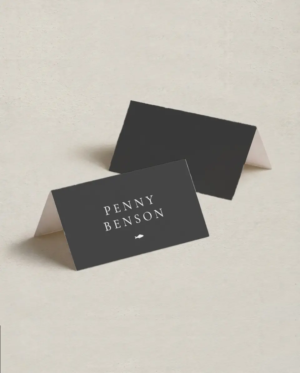 This is a 3½" x 2" Folded Wedding Place Card called Quiet Scene printed in full color on Premium Smooth paper