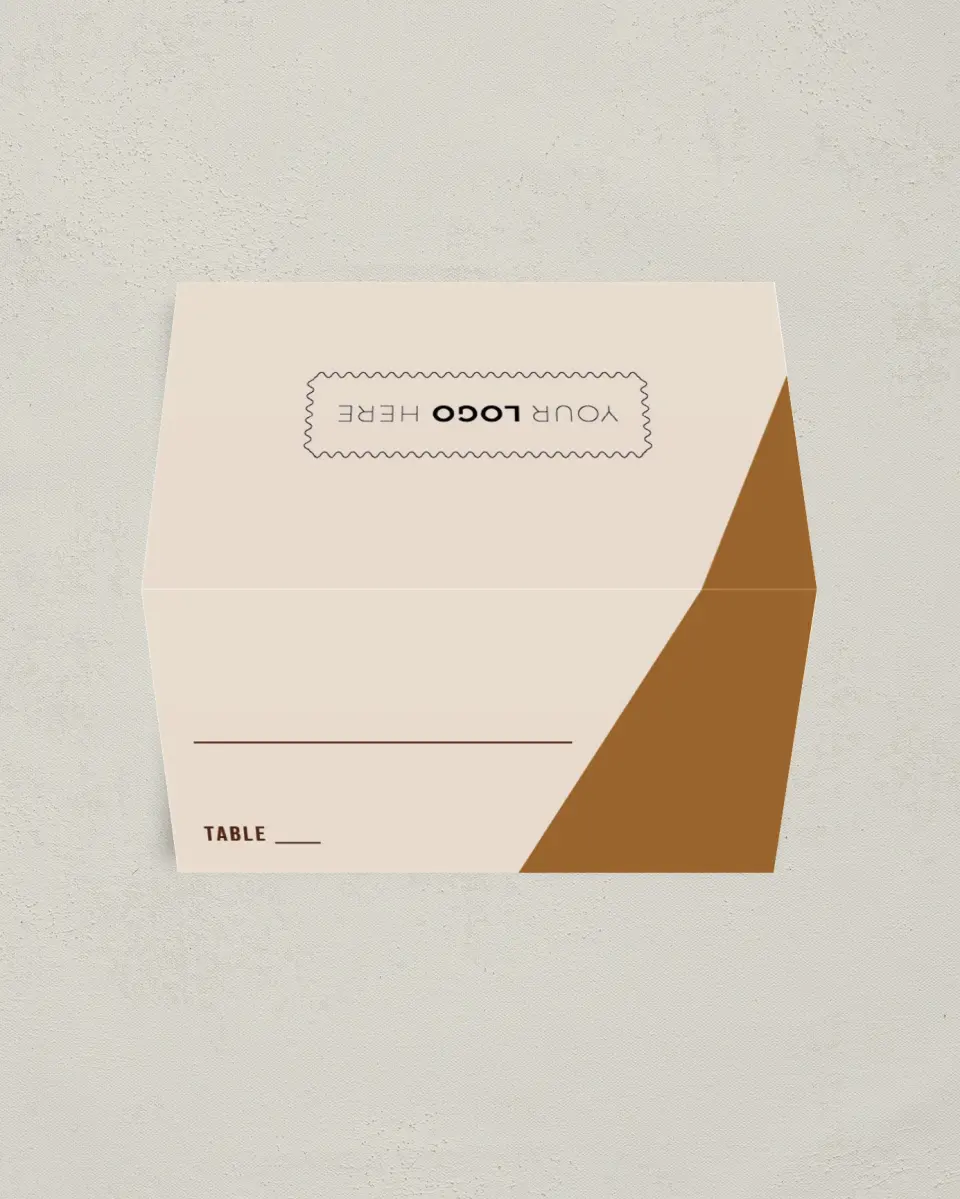 This is a 3½" x 2" Folded Gala Place Card called Urban Essence printed in full color on Premium Smooth paper