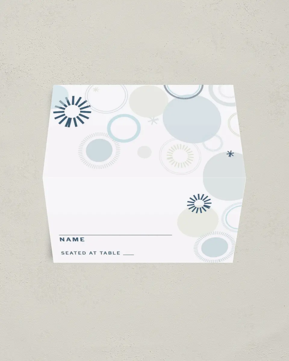 This is a 3½" x 2" Folded Gala Place Card called Popular Spot printed in full color on Premium Smooth paper