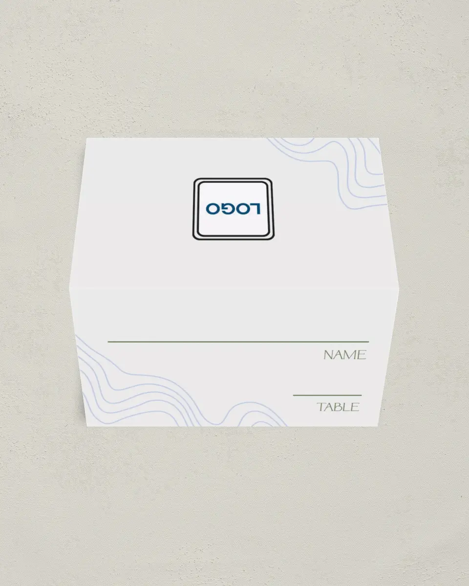 This is a 3½" x 2" Folded Gala Place Card called Contoured Connection printed in full color on Premium Smooth paper