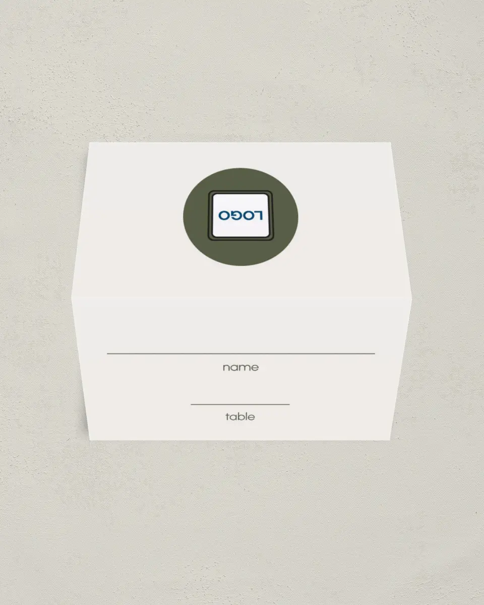 This is a 3½" x 2" Folded Gala Place Card called Refined Approach printed in full color on Premium Smooth paper