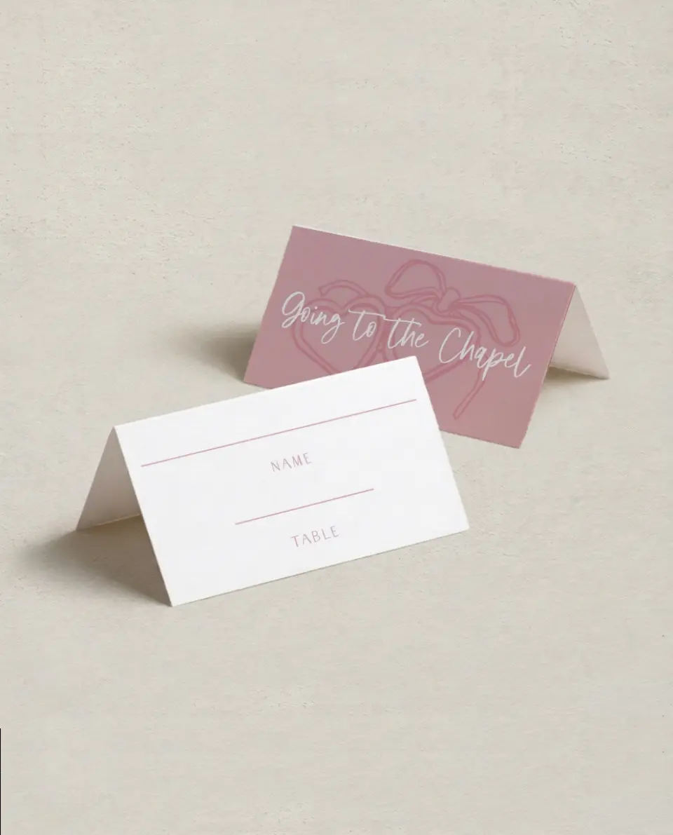 This is a 3½" x 2" Folded Bachelorette Party Table Décor called Going to the Chapel printed in full color on Premium Smooth paper