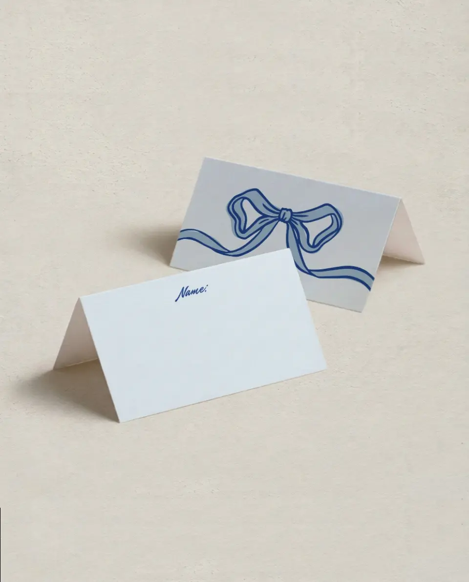 This is a 3½" x 2" Folded Bachelorette Party Table Décor called Something Blue Before I Do printed in full color on Premium Smooth paper
