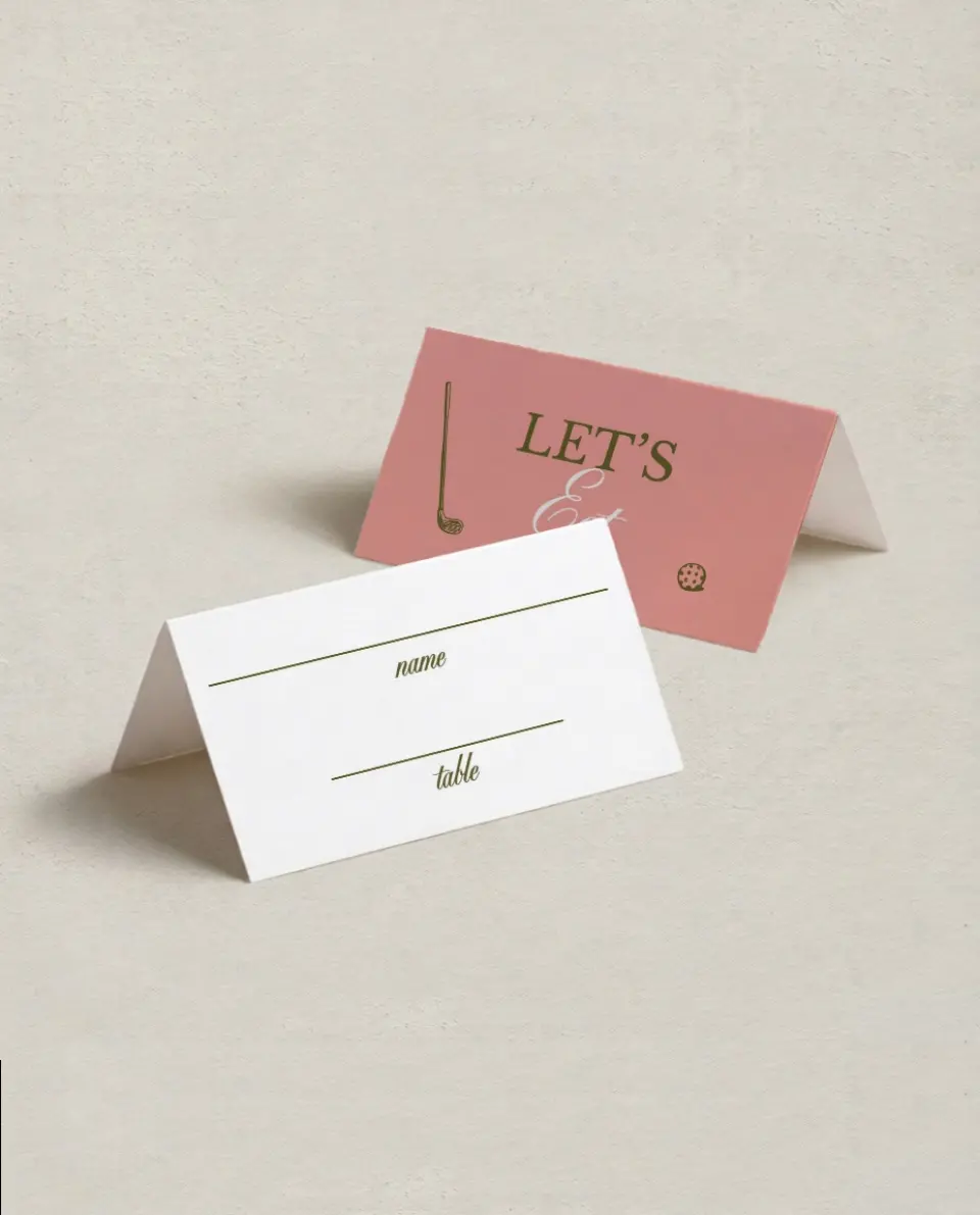 This is a 3½" x 2" Folded Bachelorette Party Table Décor called Last Swing printed in full color on Premium Smooth paper