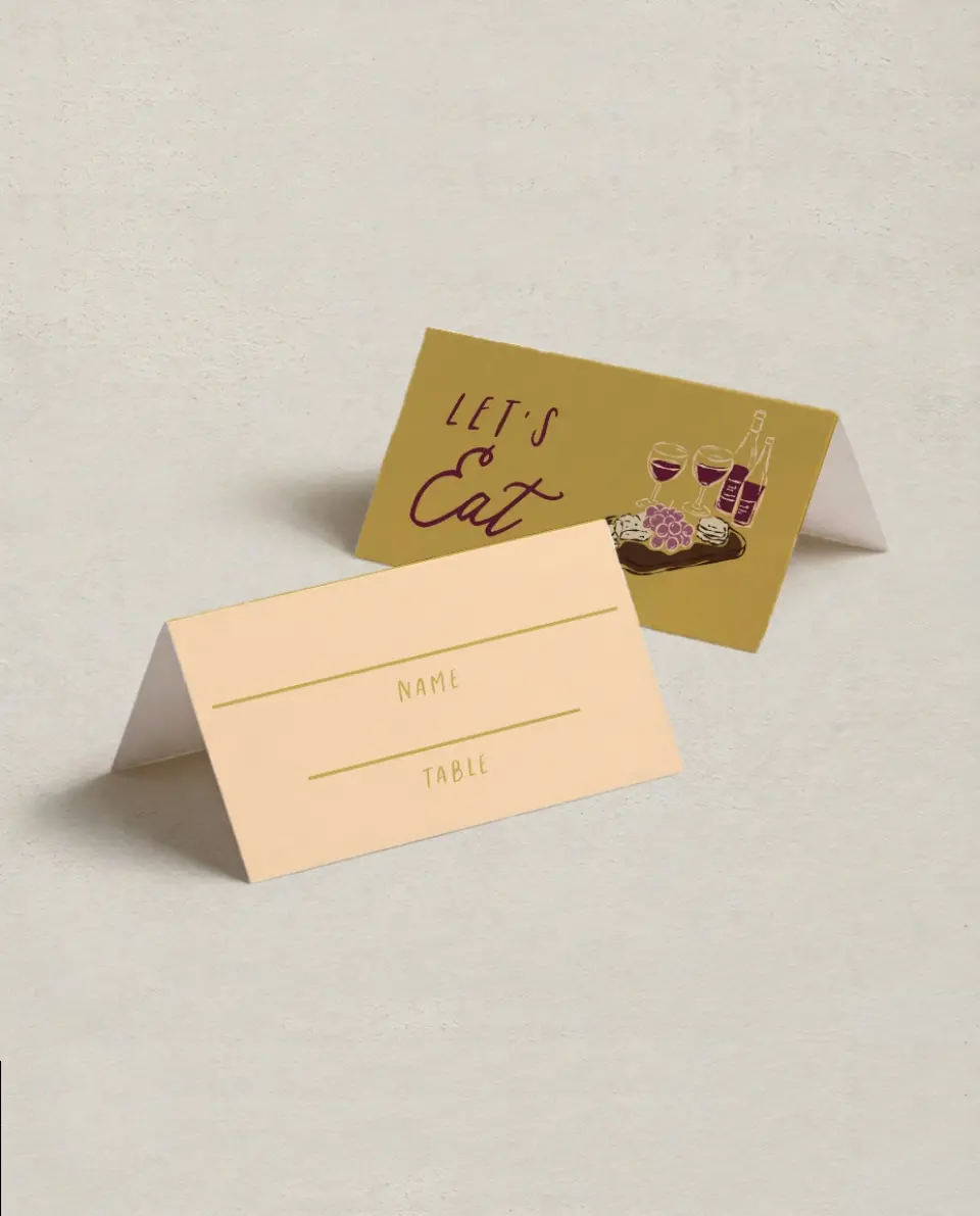 This is a 3½" x 2" Folded Bachelorette Party Table Décor called The Perfect Pairing printed in full color on Premium Smooth paper