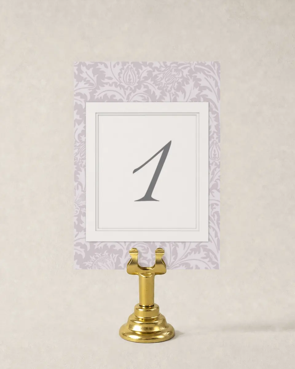 This is a 3½" x 5" Wedding Table Number called Classic Violet printed in full color