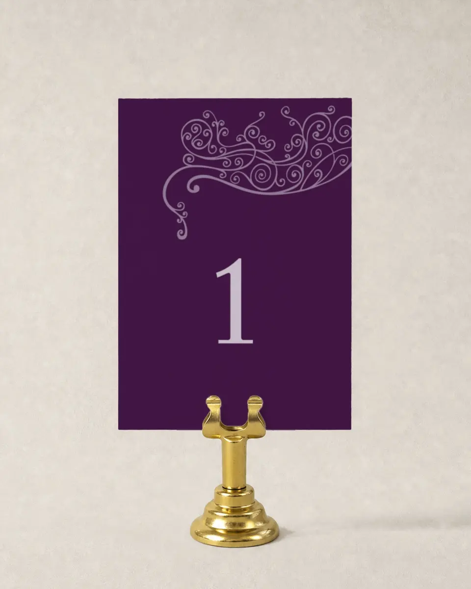 This is a 3½" x 5" Wedding Table Number called Lovely Lavender printed in full color