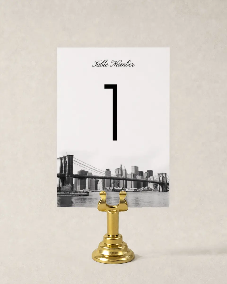 This is a 3½" x 5" Wedding Table Number called Classic New York printed in full color