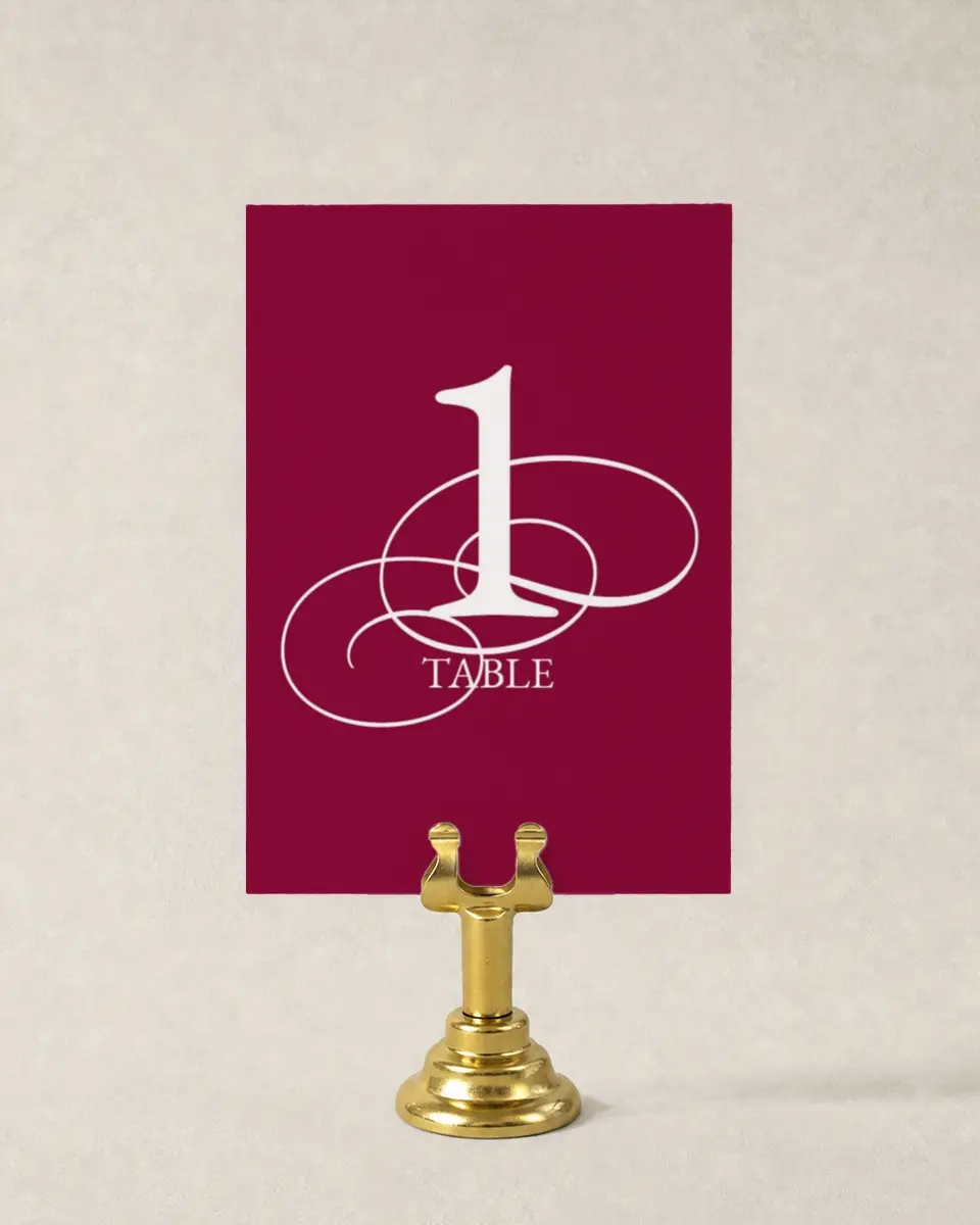 This is a 3½" x 5" Wedding Table Number called Forever Yours printed in full color