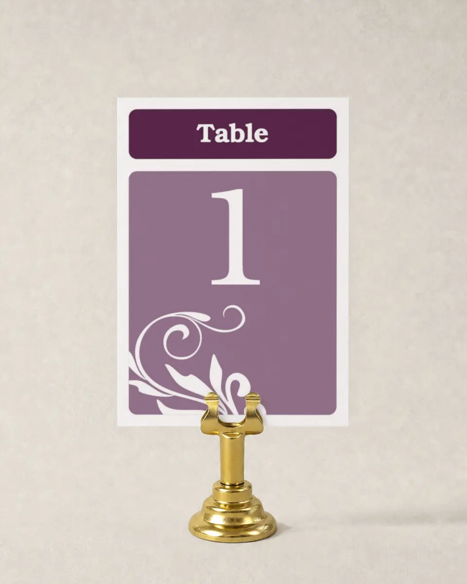 This is a 3½" x 5" Wedding Table Number called Alluring Affection printed in full color