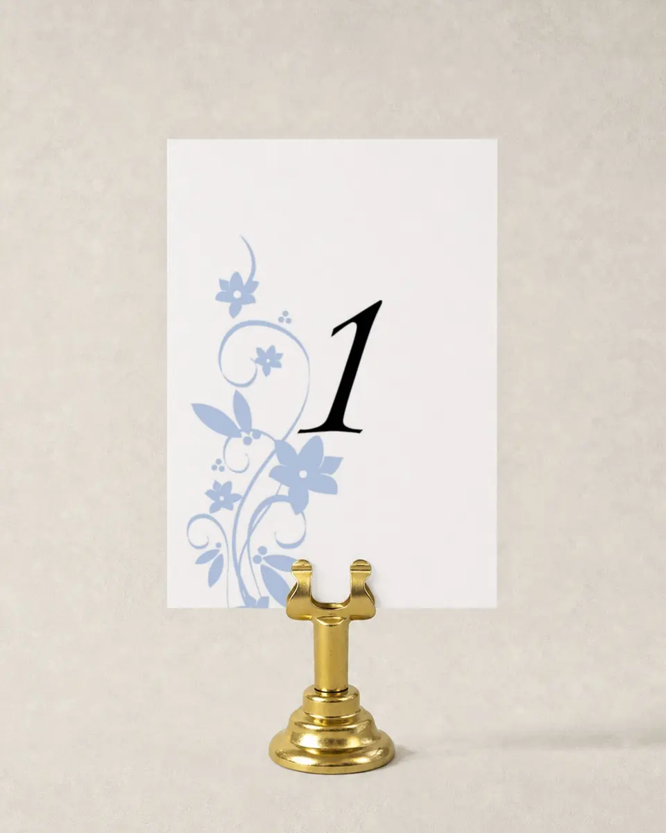 This is a 3½" x 5" Wedding Table Number called Floral Flourish printed in full color