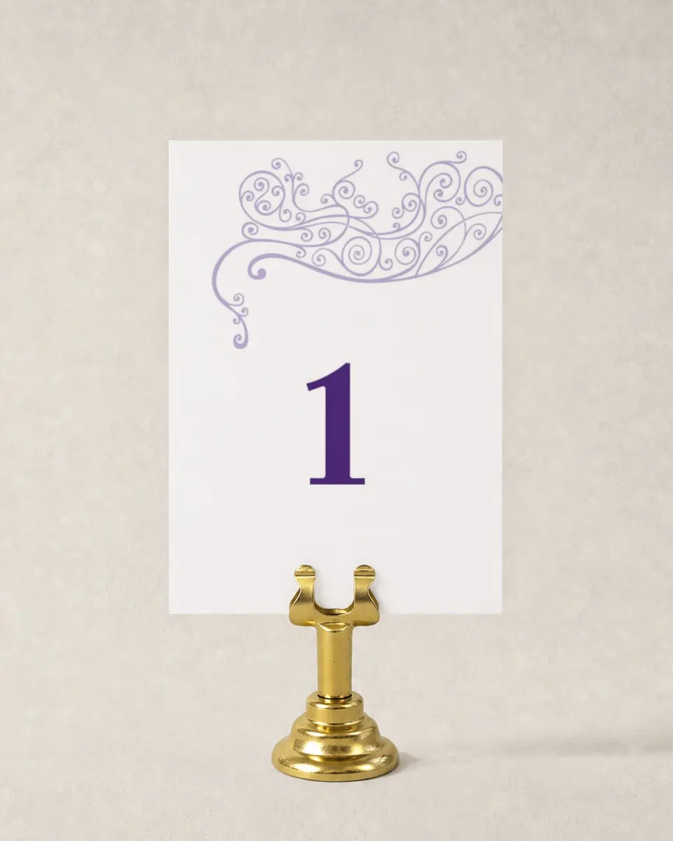 This is a 3½" x 5" Wedding Table Number called Charming Lavender printed in full color