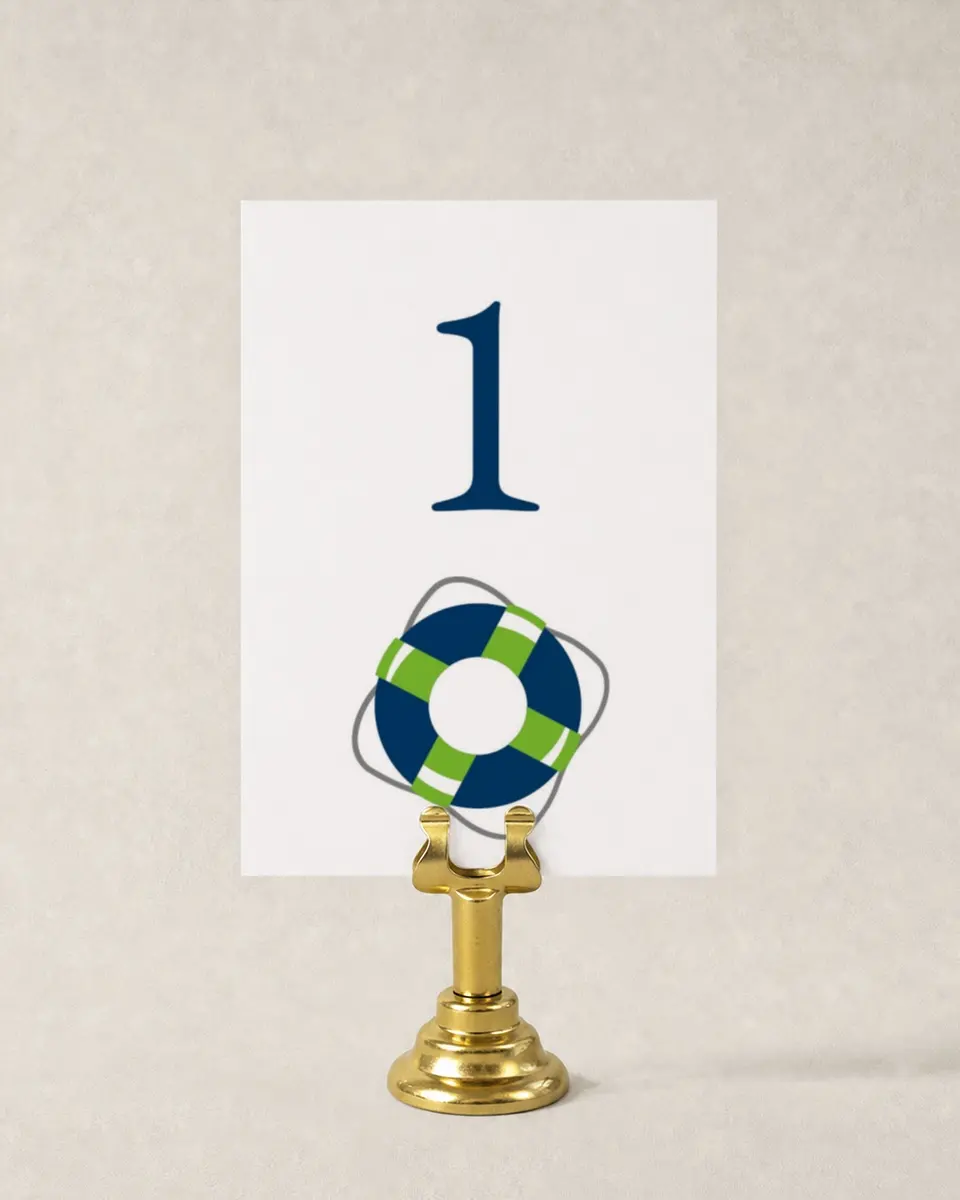 This is a 3½" x 5" Wedding Table Number called Harmony Cruise printed in full color