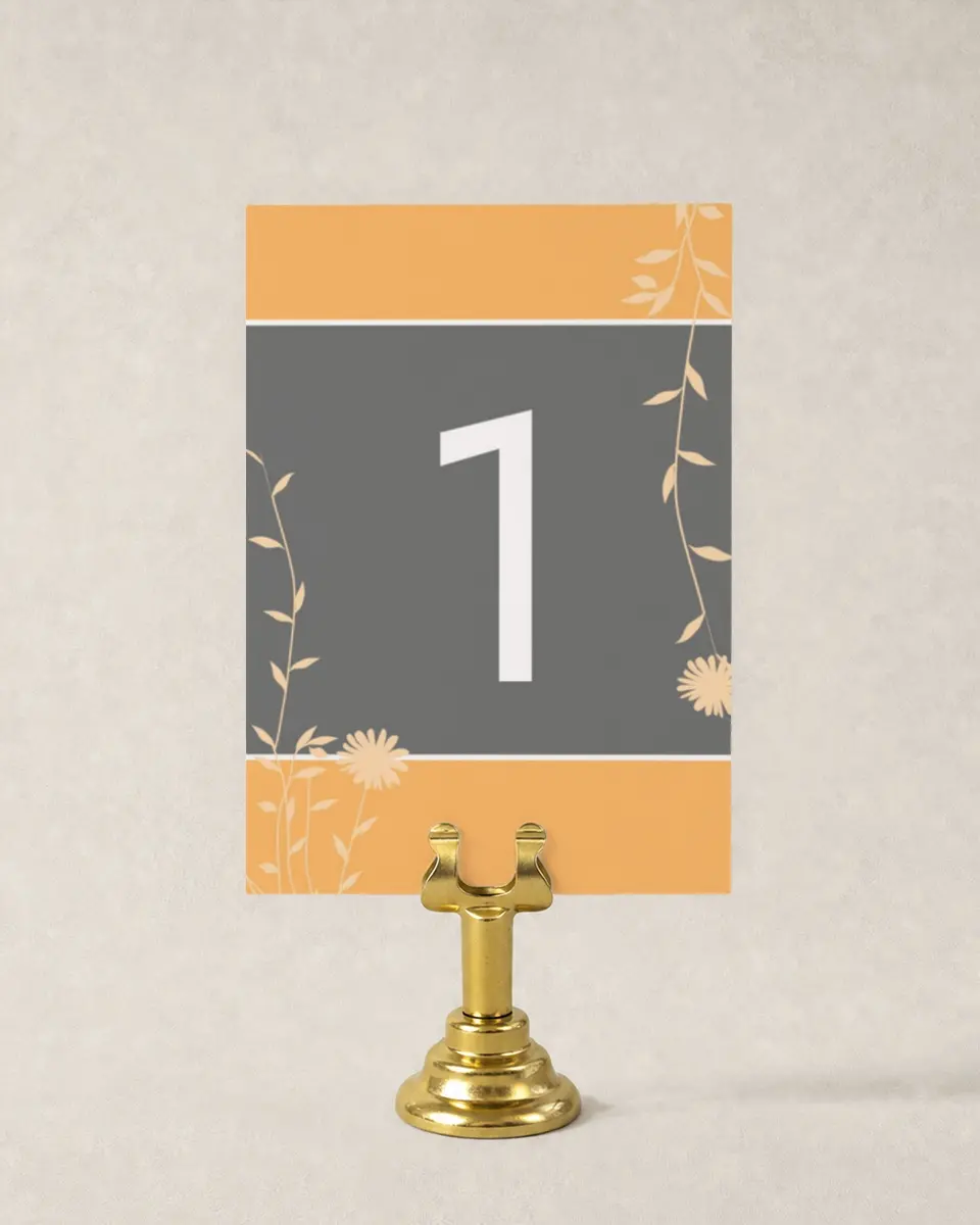 This is a 3½" x 5" Wedding Table Number called Field of Love printed in full color
