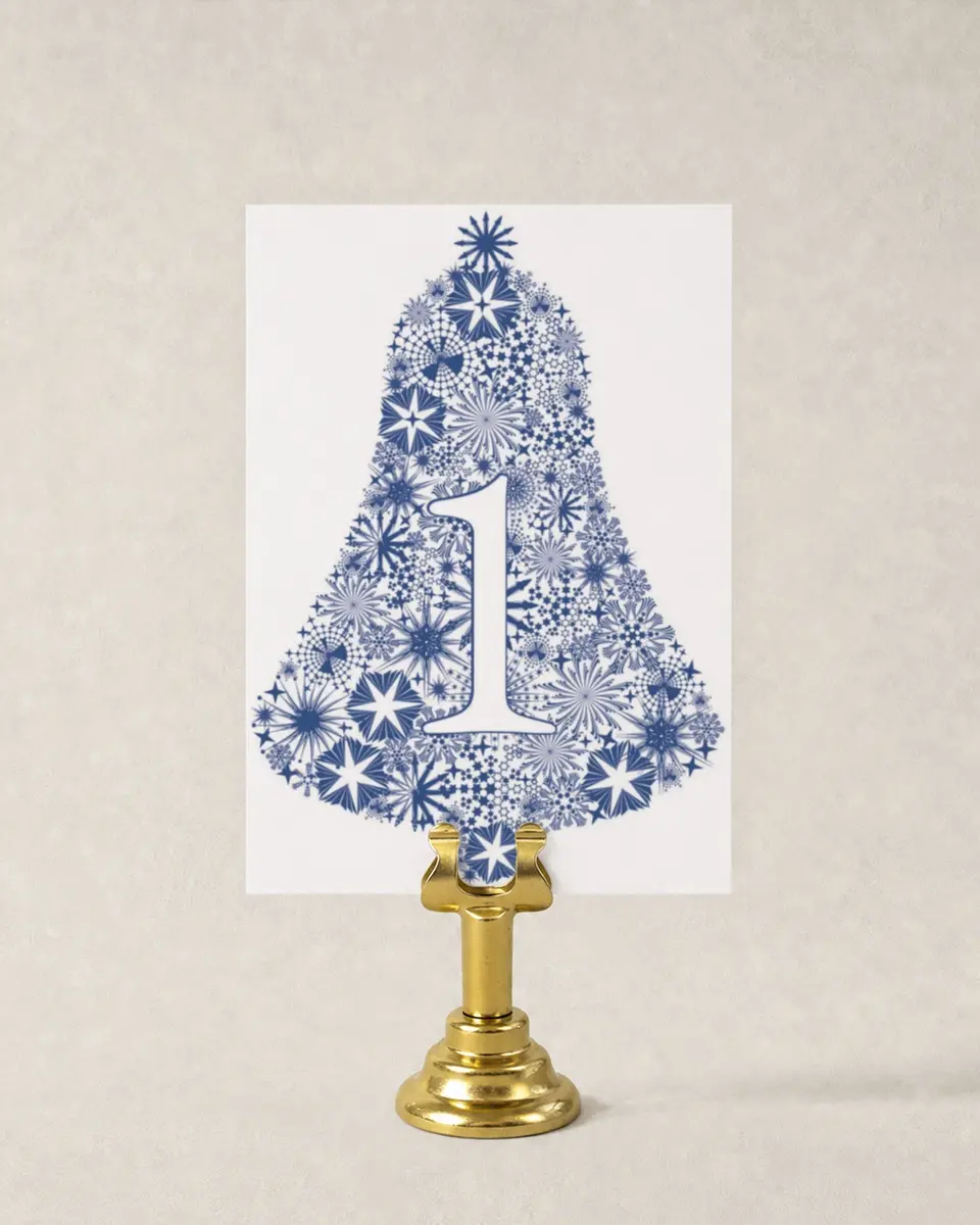 This is a 3½" x 5" Wedding Table Number called Christmas Bell printed in full color