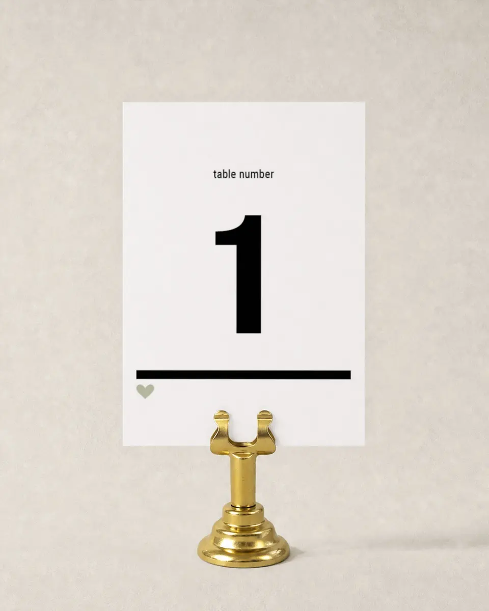 This is a 3½" x 5" Wedding Table Number called Modern Typography printed in full color