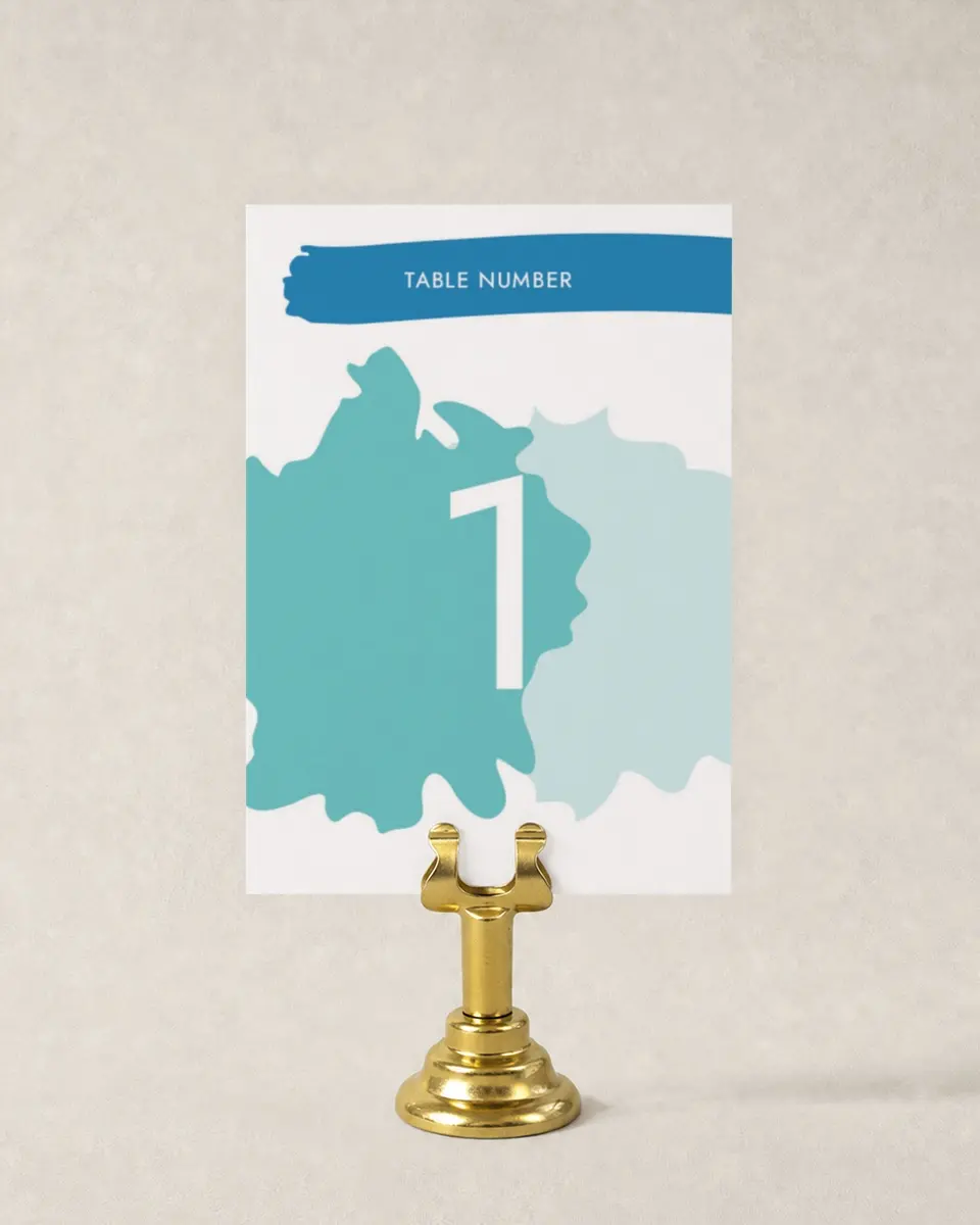 This is a 3½" x 5" Wedding Table Number called Making Waves printed in full color