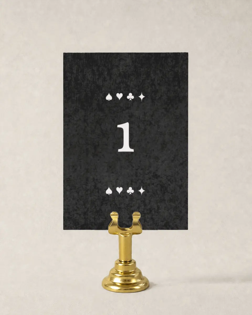 This is a 3½" x 5" Wedding Table Number called Vegas Luxe printed in full color