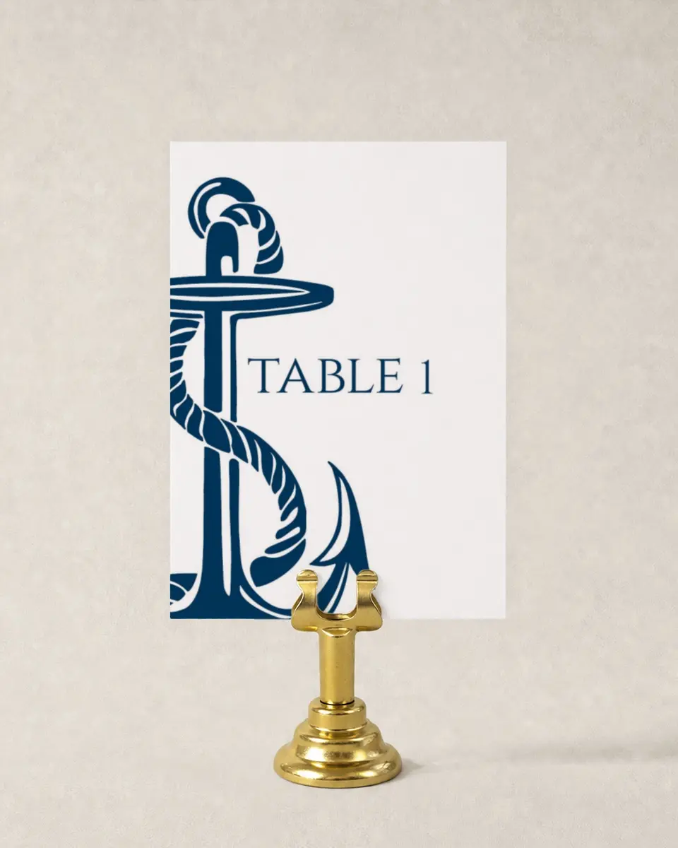 This is a 3½" x 5" Wedding Table Number called Love's Anchor printed in full color