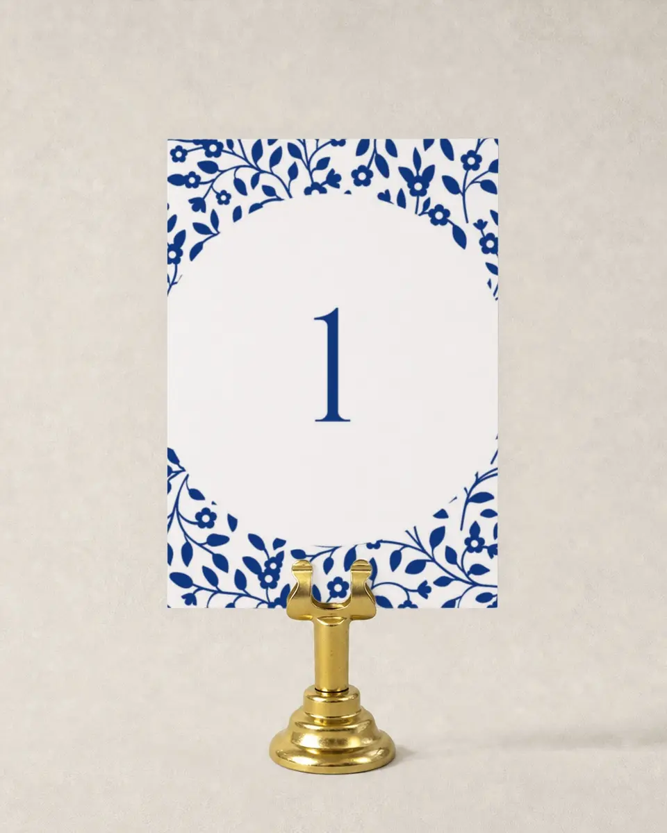 This is a 3½" x 5" Wedding Table Number called Secret Garden printed in full color