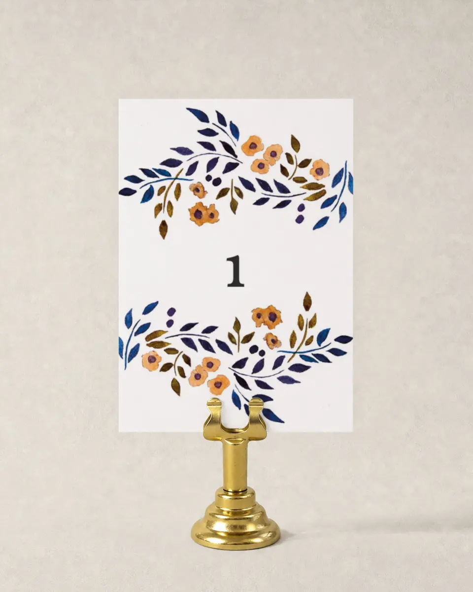 This is a 3½" x 5" Wedding Table Number called Perfectly Plaid printed in full color