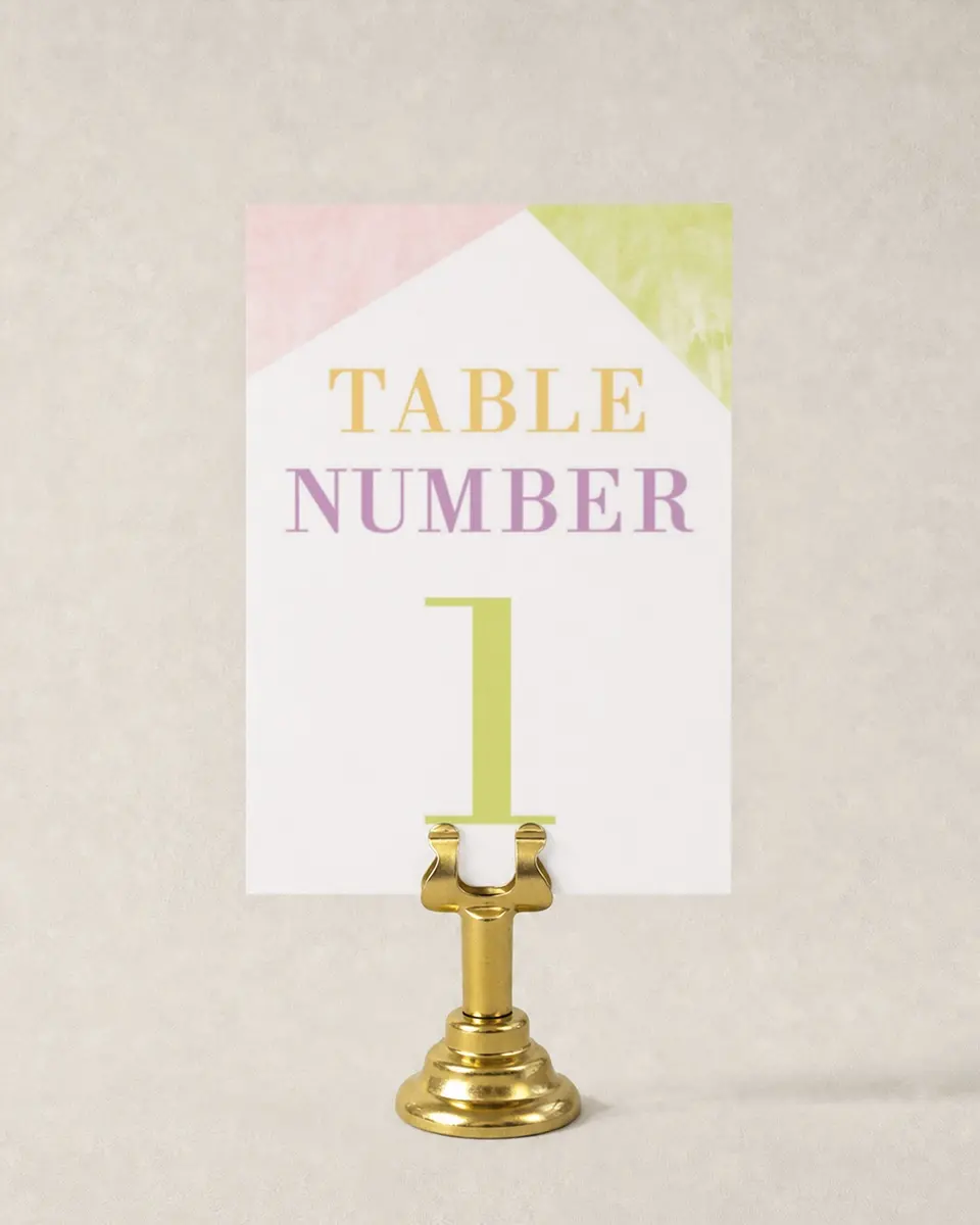 This is a 3½" x 5" Wedding Table Number called Be Happy! printed in full color