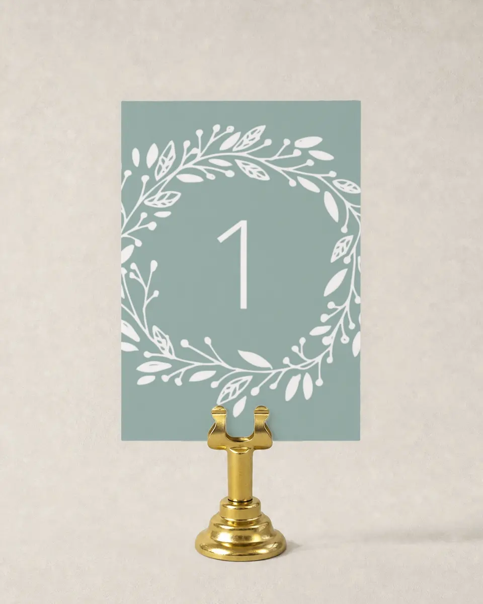 This is a 3½" x 5" Wedding Table Number called This Joyful Day printed in full color