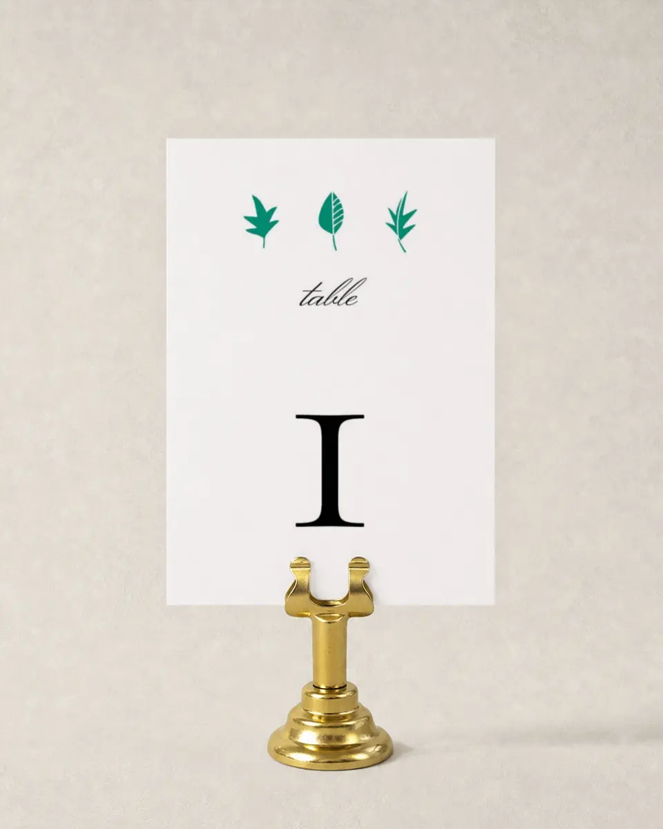 This is a 3½" x 5" Wedding Table Number called Sweet Leaves printed in full color