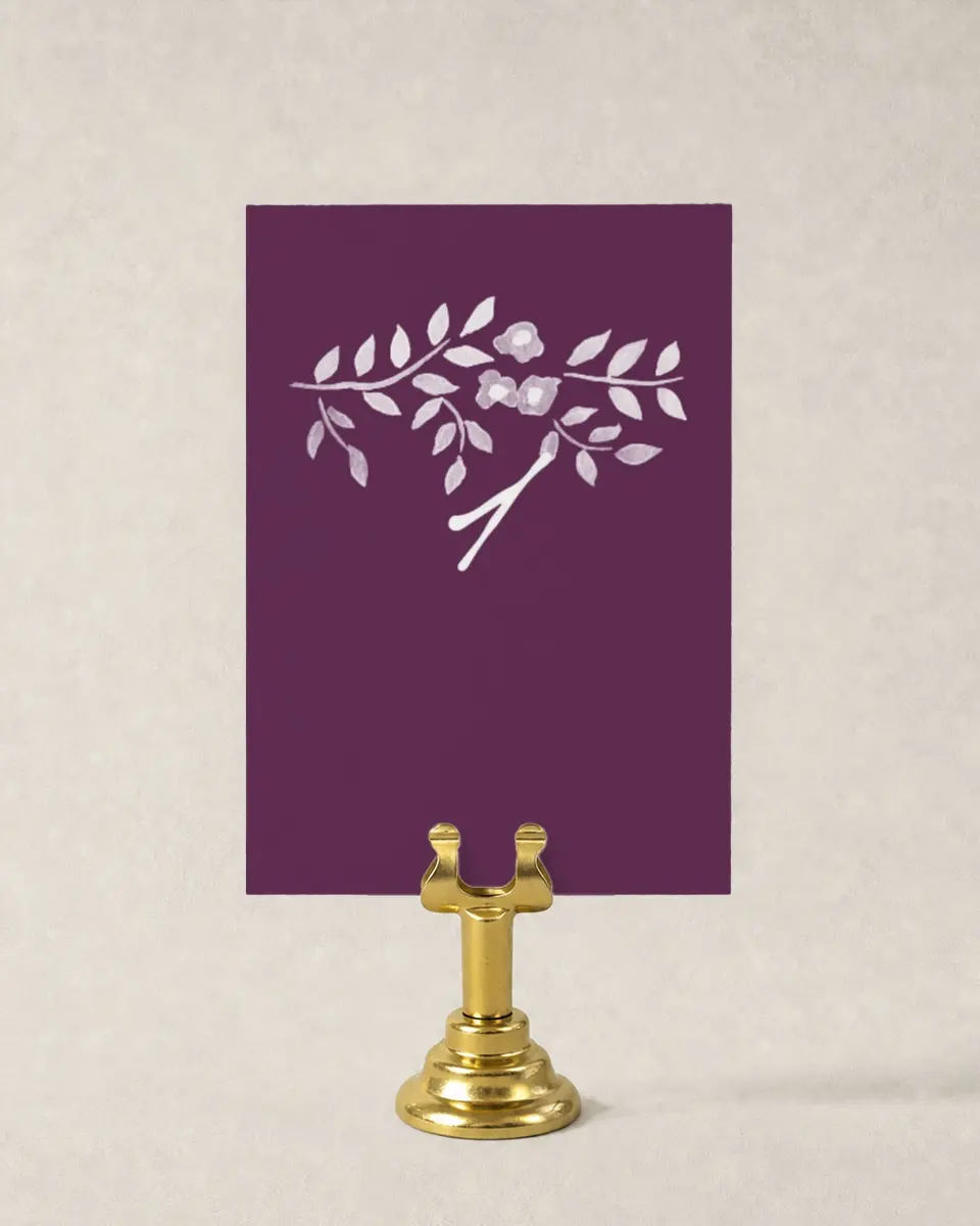 This is a 3½" x 5" Wedding Table Number called Painterly Love printed in full color