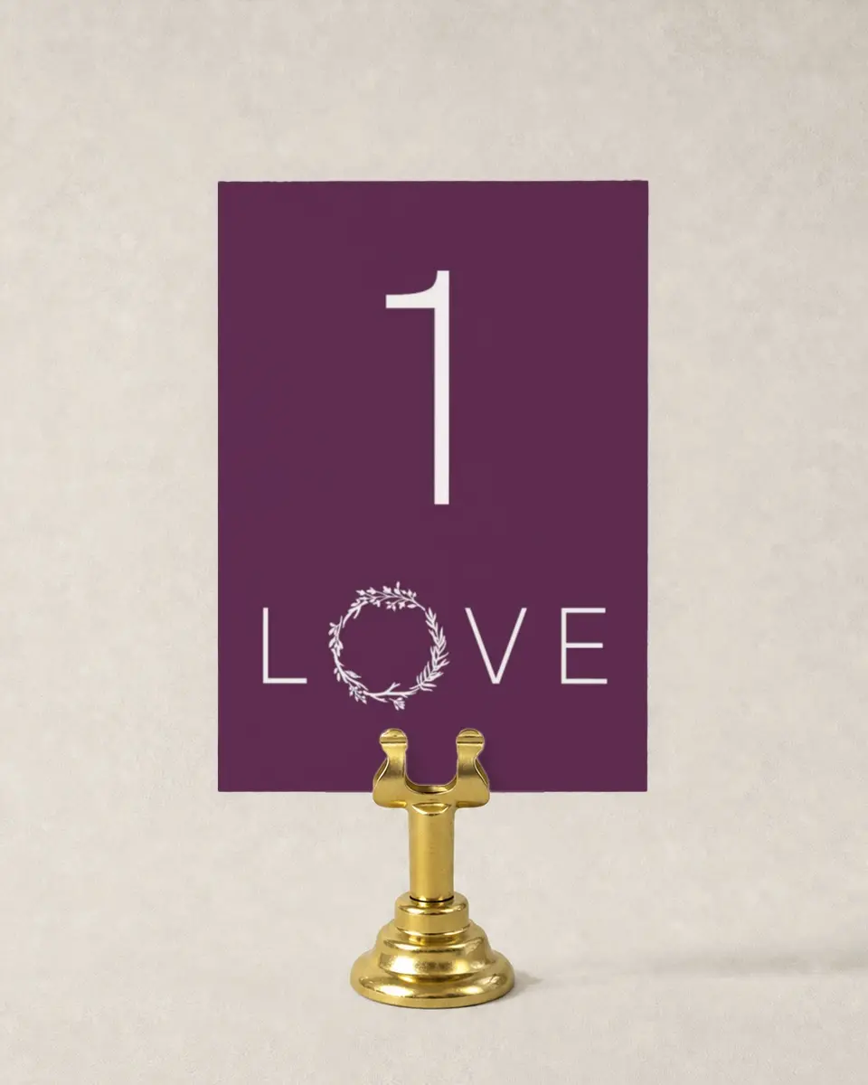 This is a 3½" x 5" Wedding Table Number called Charming Love Story printed in full color