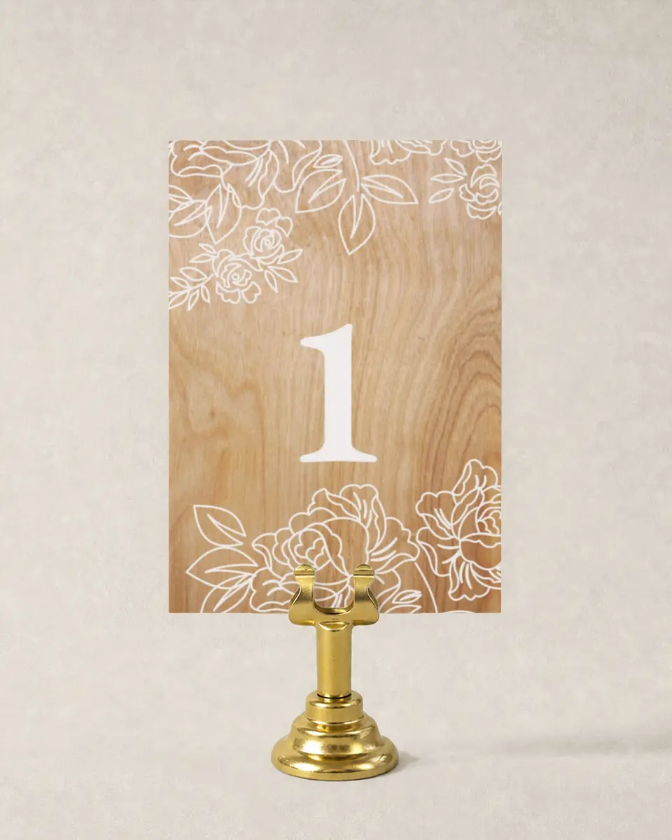 This is a 3½" x 5" Wedding Table Number called Rustic Woodgrain printed in full color
