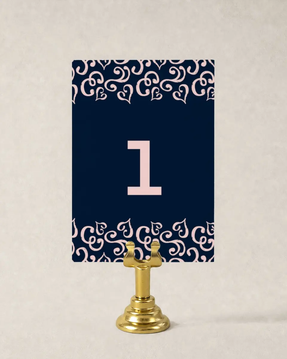 This is a 3½" x 5" Wedding Table Number called Love Letters printed in full color