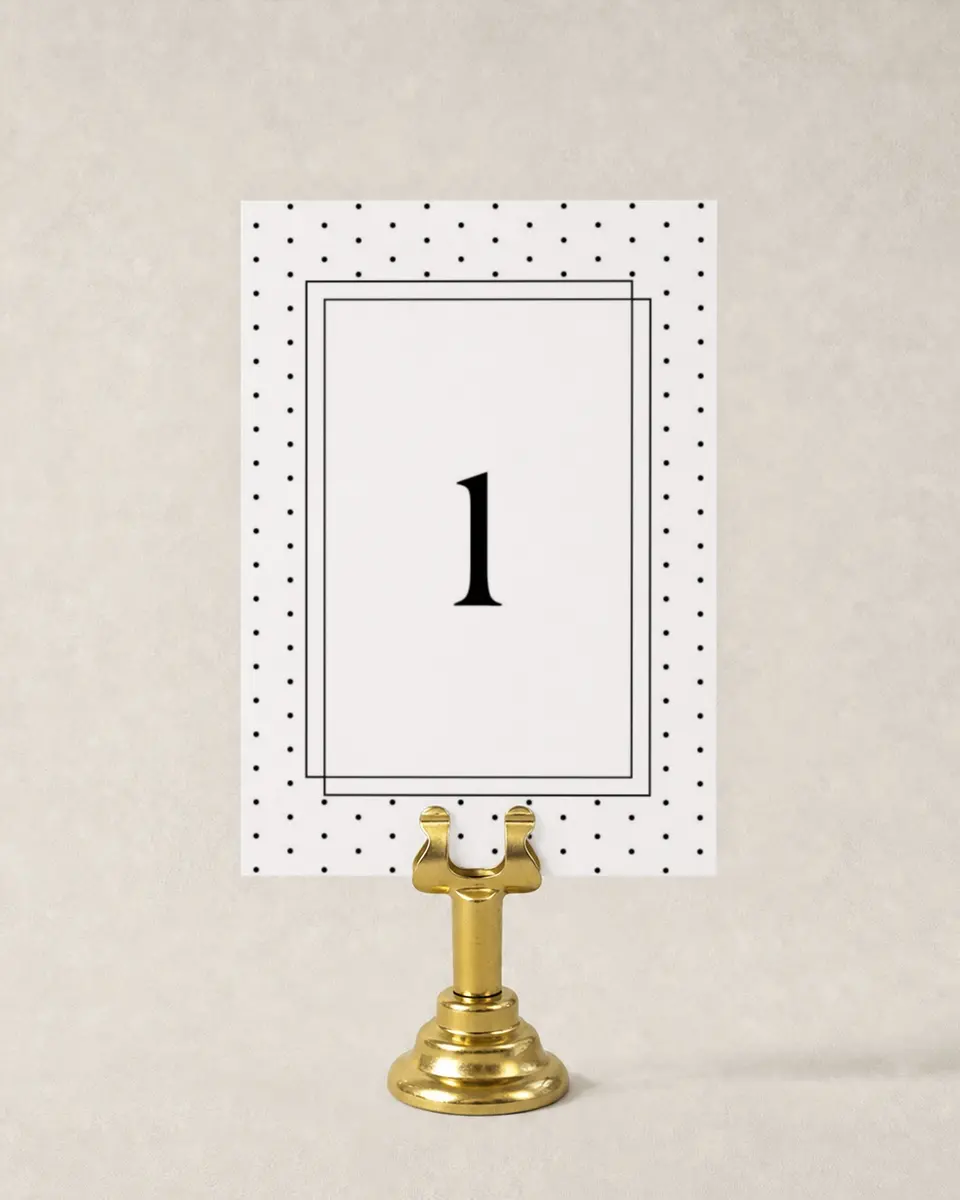 This is a 3½" x 5" Wedding Table Number called Formal Statement printed in full color