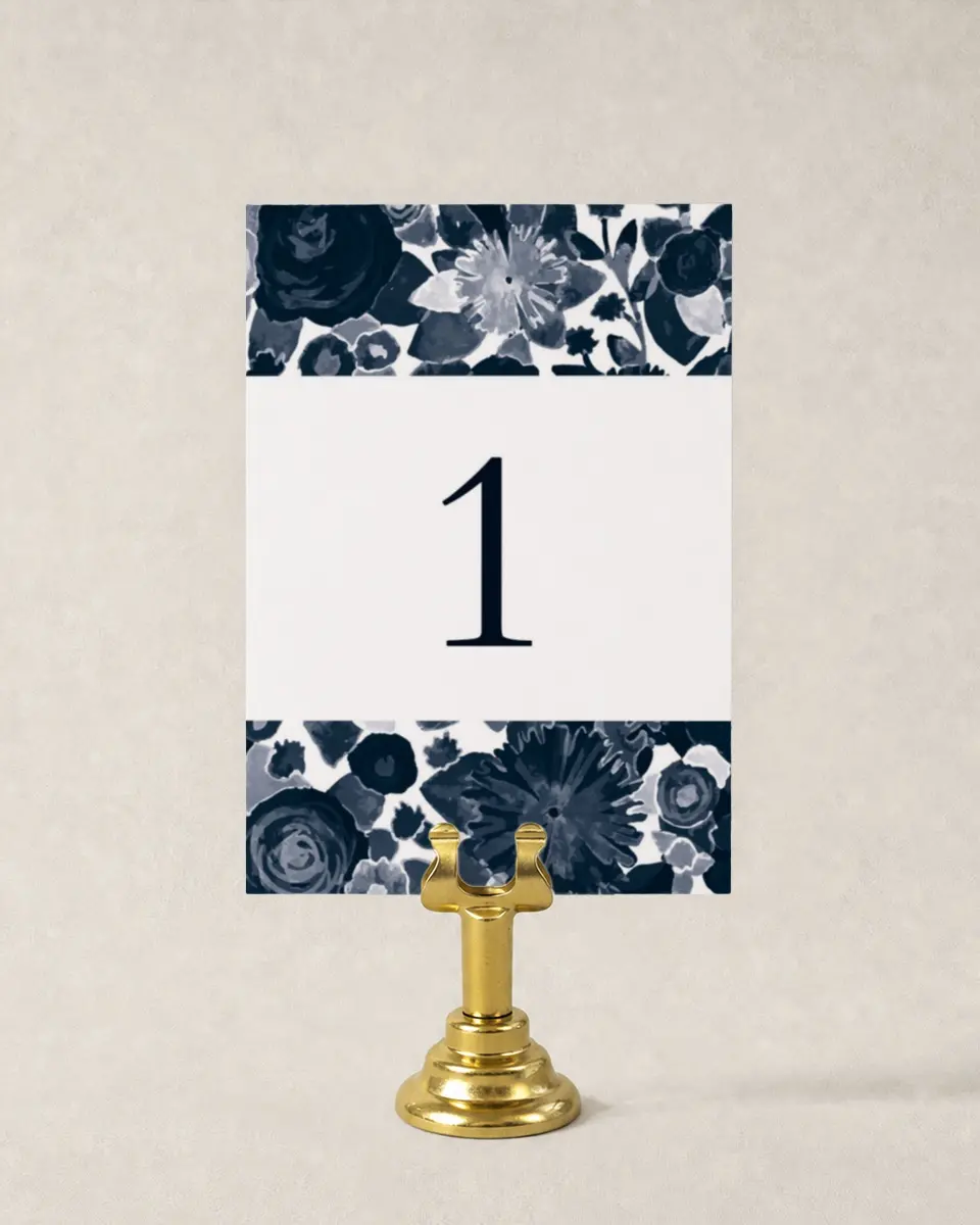 This is a 3½" x 5" Wedding Table Number called Geo Floral printed in full color