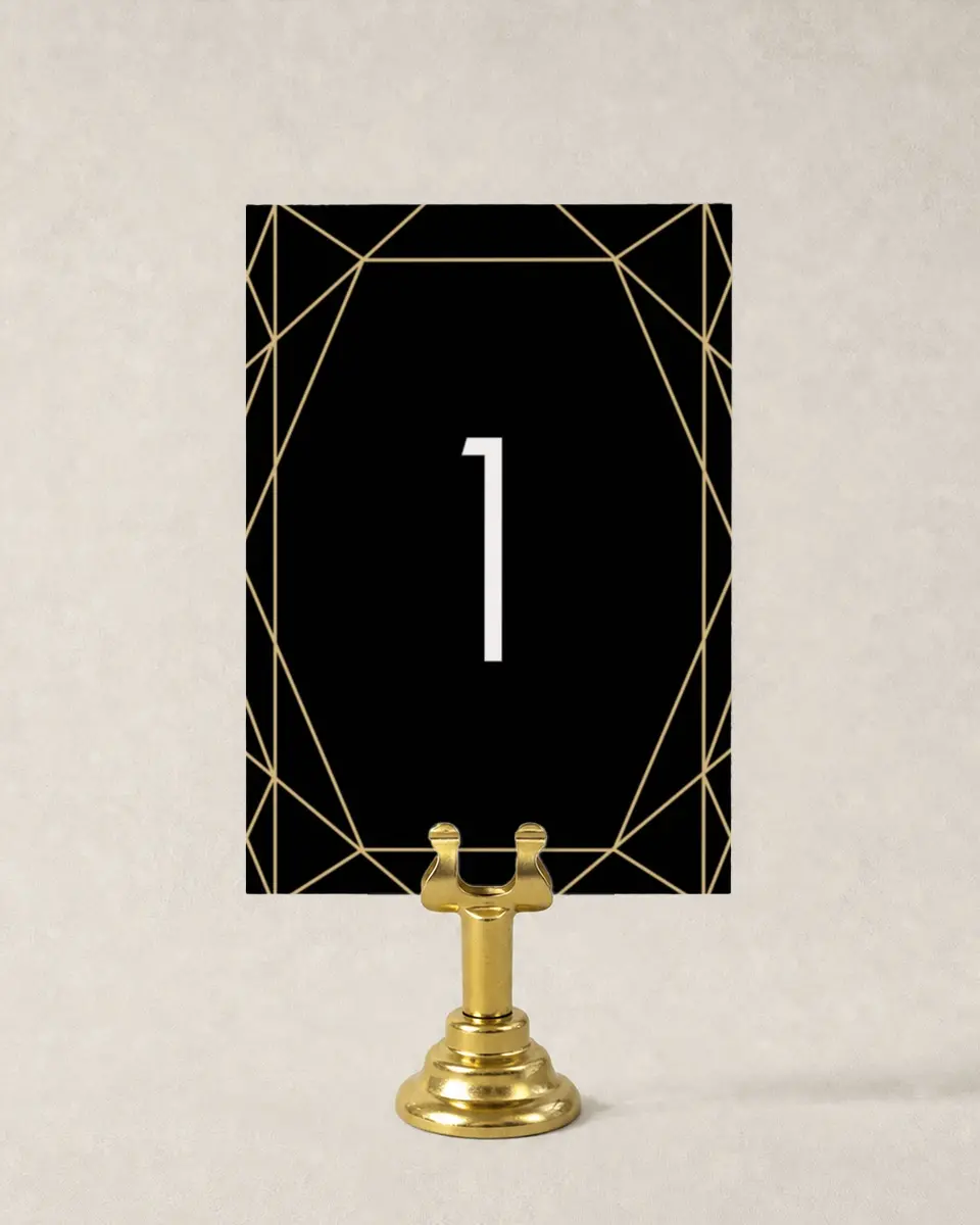 This is a 3½" x 5" Wedding Table Number called Luxe Gem printed in full color