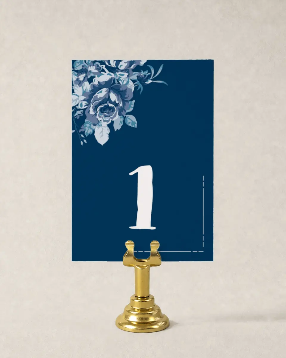 This is a 3½" x 5" Wedding Table Number called Winsome Bouquet printed in full color