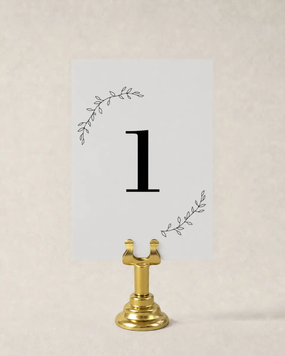 This is a 3½" x 5" Wedding Table Number called Naturally Leaves printed in full color