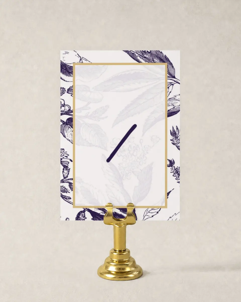 This is a 3½" x 5" Wedding Table Number called Delicate Impression printed in full color