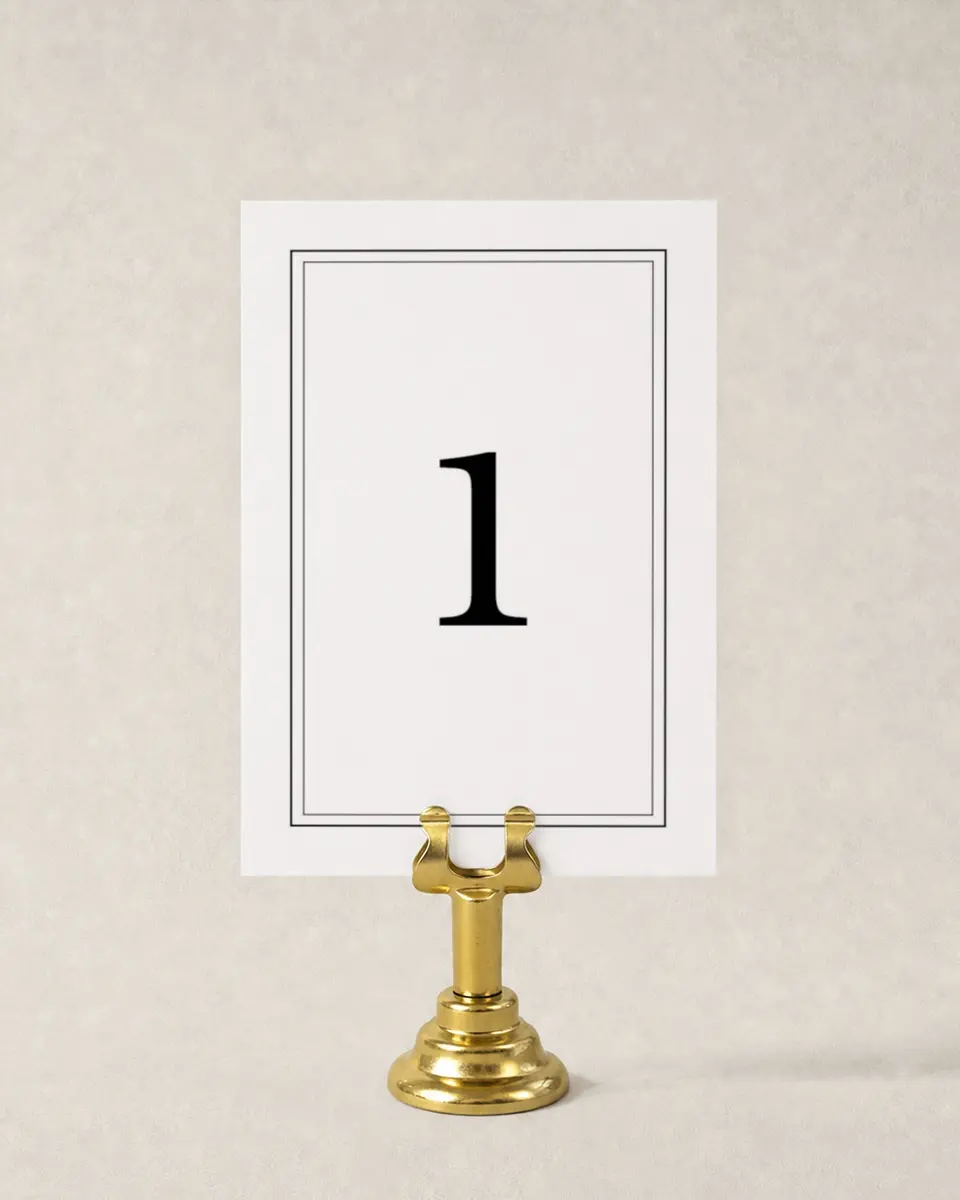 This is a 3½" x 5" Wedding Table Number called Simply Pristine printed in full color