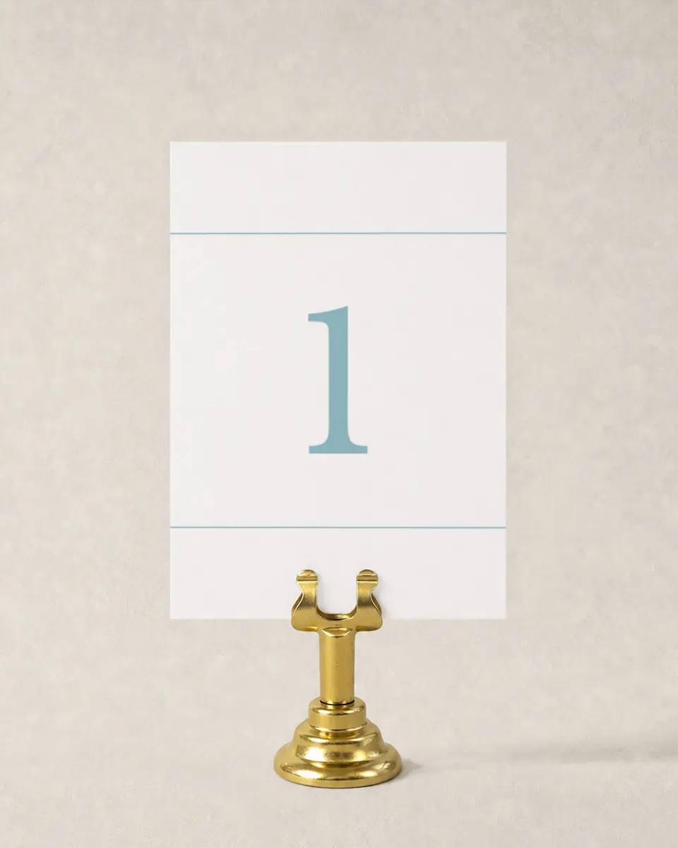 This is a 3½" x 5" Wedding Table Number called Blissful Marble printed in full color
