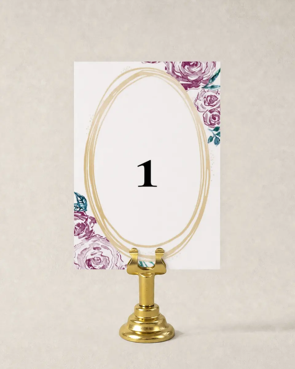 This is a 3½" x 5" Wedding Table Number called Enchanted Bliss printed in full color