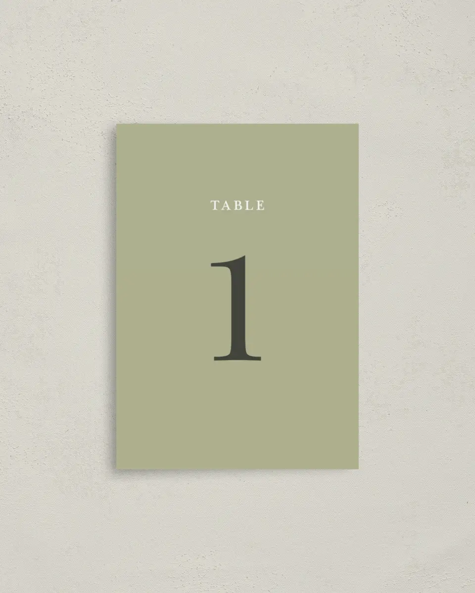 This is a 3½" x 5" Wedding Table Number called Greenery Crown printed in full color
