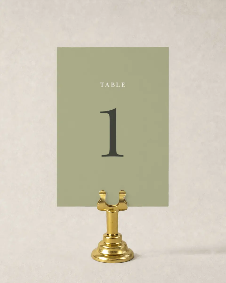 This is a 3½" x 5" Wedding Table Number called Greenery Crown printed in full color