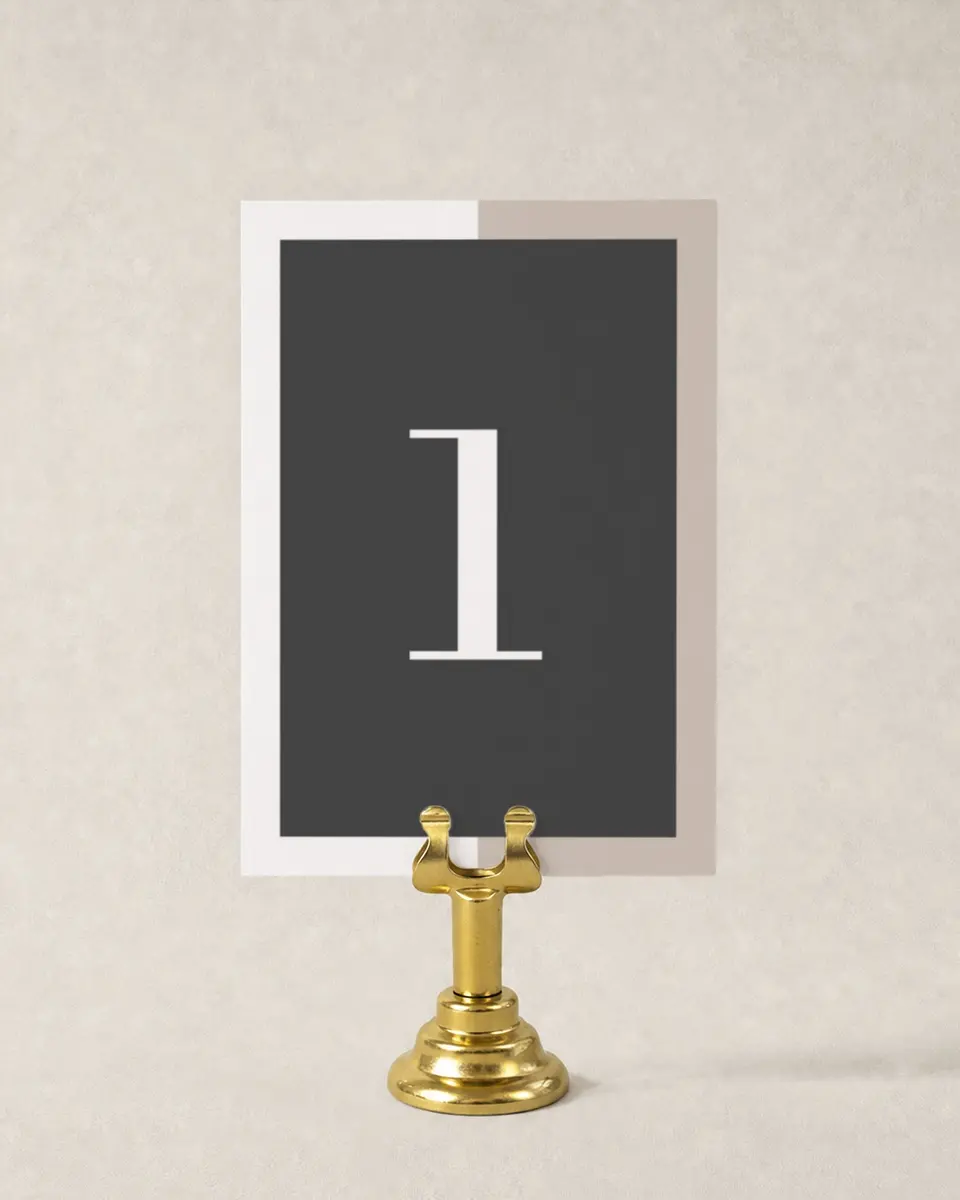 This is a 3½" x 5" Wedding Table Number called Merging Love printed in full color