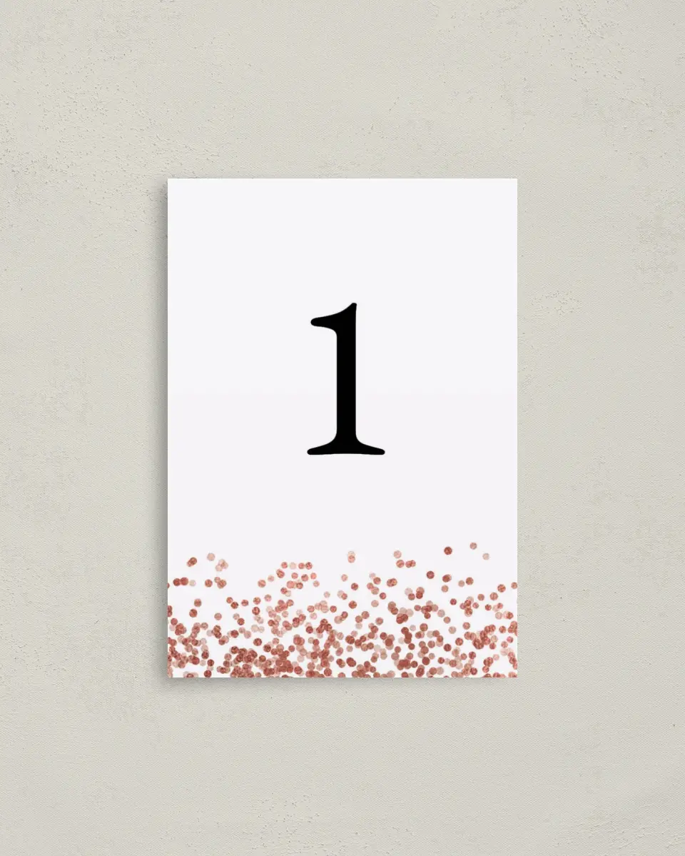 This is a 3½" x 5" Quinceanera Table Number called Bronze Beauty printed in full color